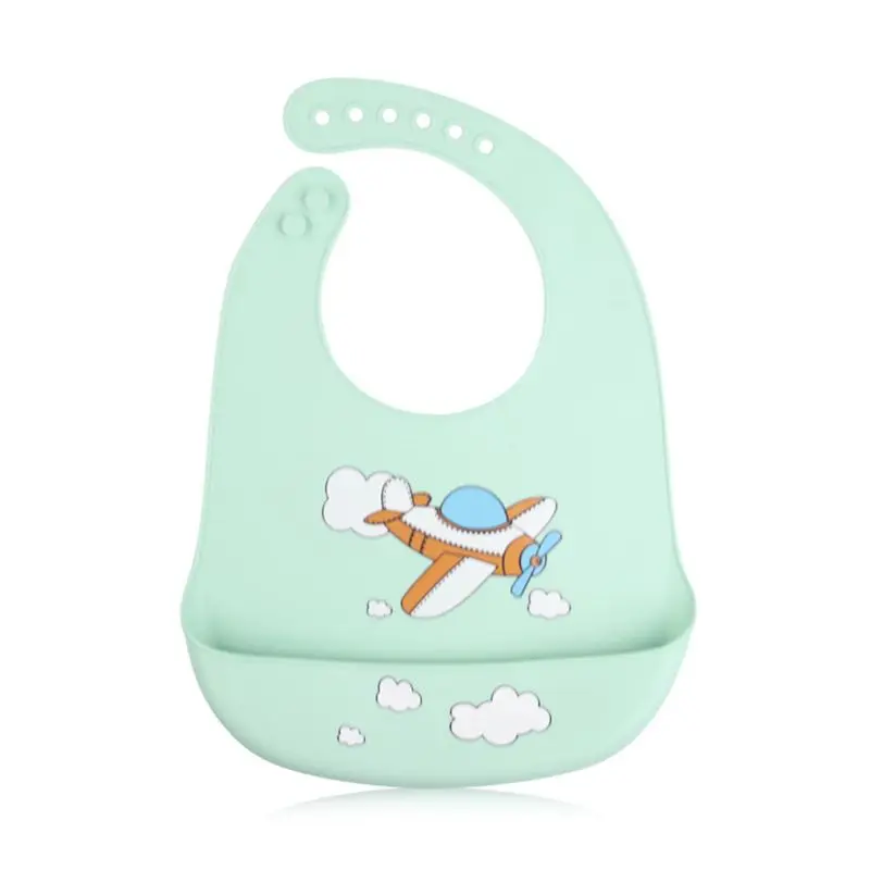 Водонепроницаемые силиконовые детские нагрудники карамельного цвета самолёт