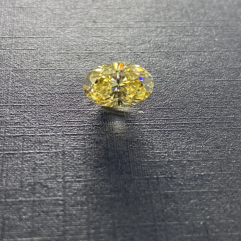 Meisidian 10*14 MM 8 Carats VVS Oval Cut Moissanite Diamond GRA Yellow Synthetic Gemstone