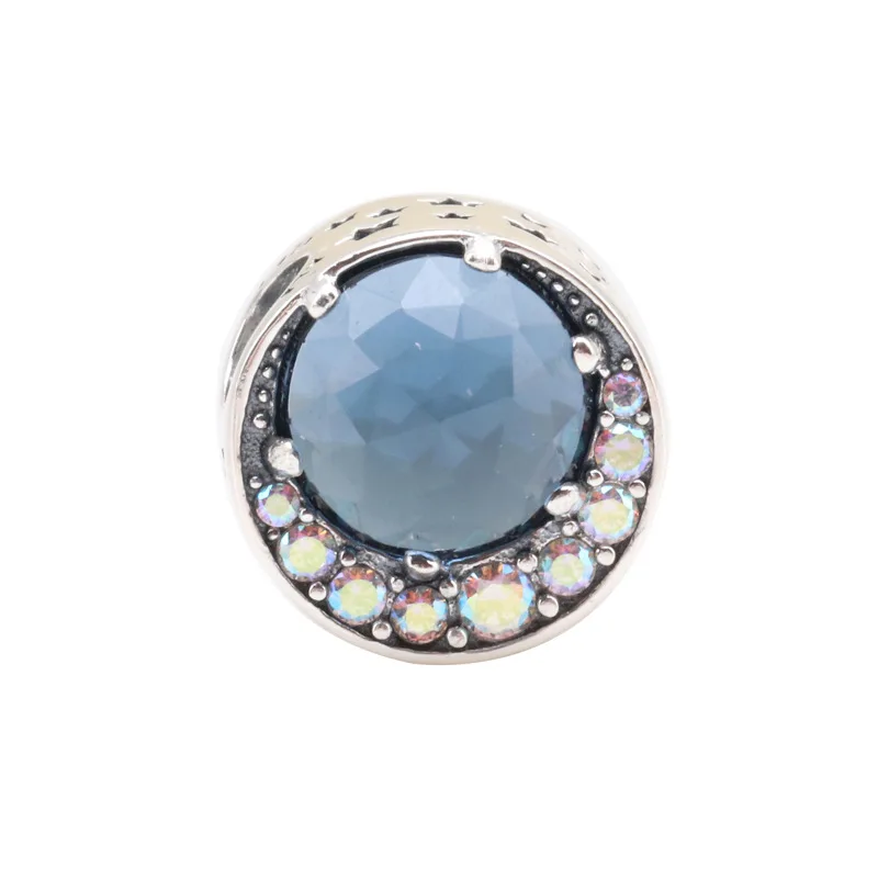 

Authentic 925 Sterling Silver Bead Blue Cat's Eye The Bright Moon Night Sky Fit Original Pandora Bracelet For Women Diy Jewelry