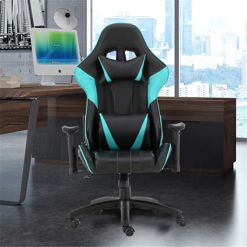 

Gaming Chairs, Office Swivel Chairs, with headrest and Lumbar Pillow, Blue-A