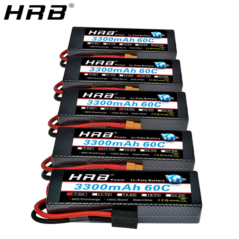 

Жесткий чехол HRB 3300 мА · ч, аккумулятор Lipo 2S 7,4 в 3S 11,1 В 4S в 14,8 в 5S в 18,5 в 6S 22,2 в 60C T Deans XT60, Жесткий Чехол для радиоуправляемых самолетов, автозапча...