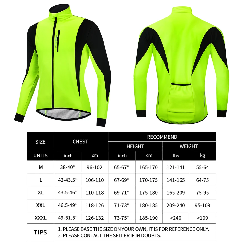 

Men Cycling Winter Thermal Jacket Windproof Long Fleece Sleeve Bike Jersey Bicycle Wind Coat Outdoor Sportswear