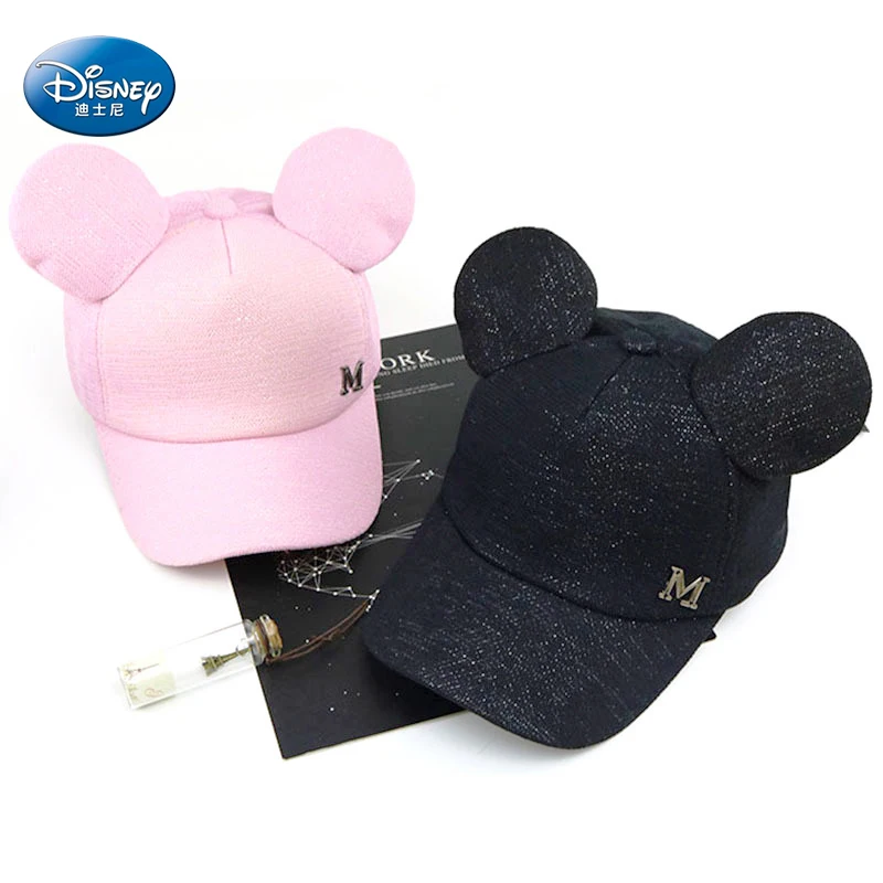 

Disney Minnie Mouse Baby Hat For Girl Boy Kids Baseball Cap Letter M Children's Cotton Big Mickey Ears Toddler Hip Hop Caps