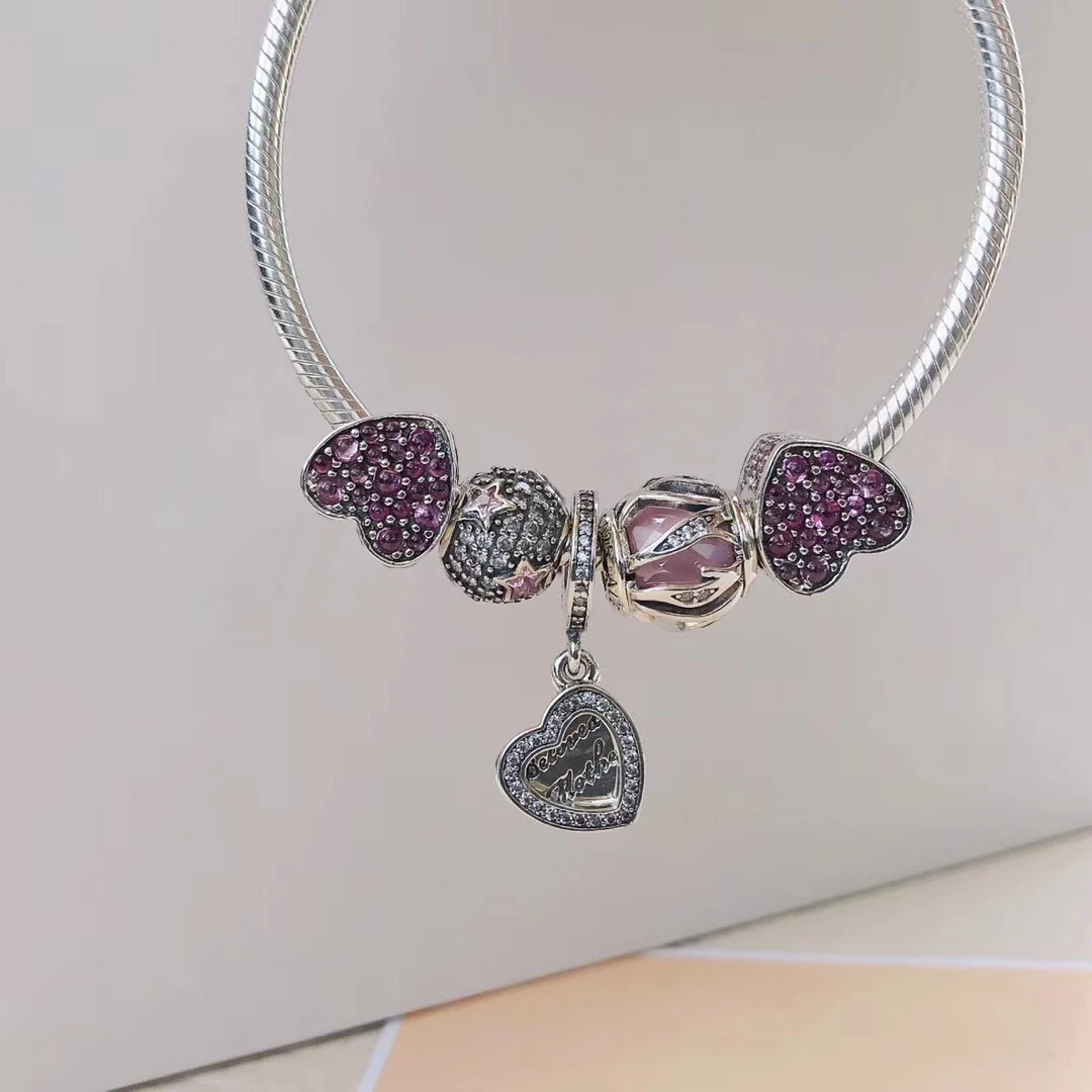 

100% 925 sterling silver original replica high quality 1:1 heart-shaped bracelet bracelet free postage factory direct batch