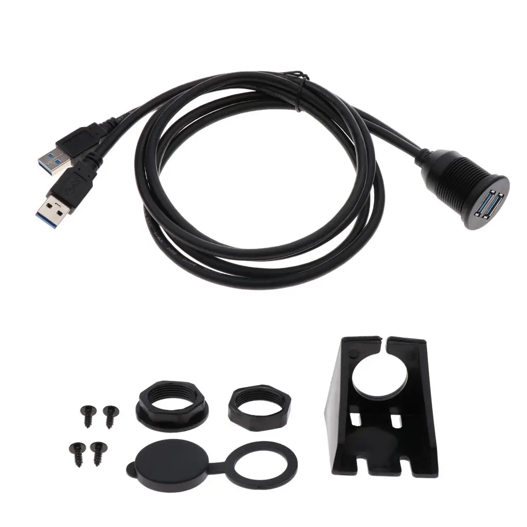 High Quality Dual USB3.0 Extension Panel Flush Mount Cable Car Boat