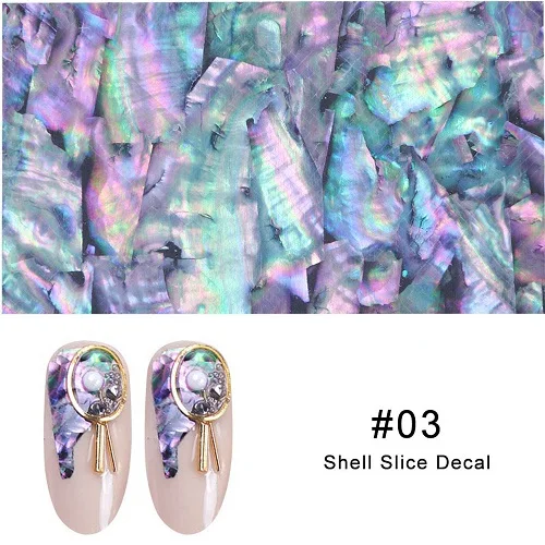 03 1Pc 3D Pearl Nails Polish Foils Glimmer Abalone Shell Pattern Nail Stickers Wraps Marble Mermaid DIY Nail Art Decoration - Цвет: 03