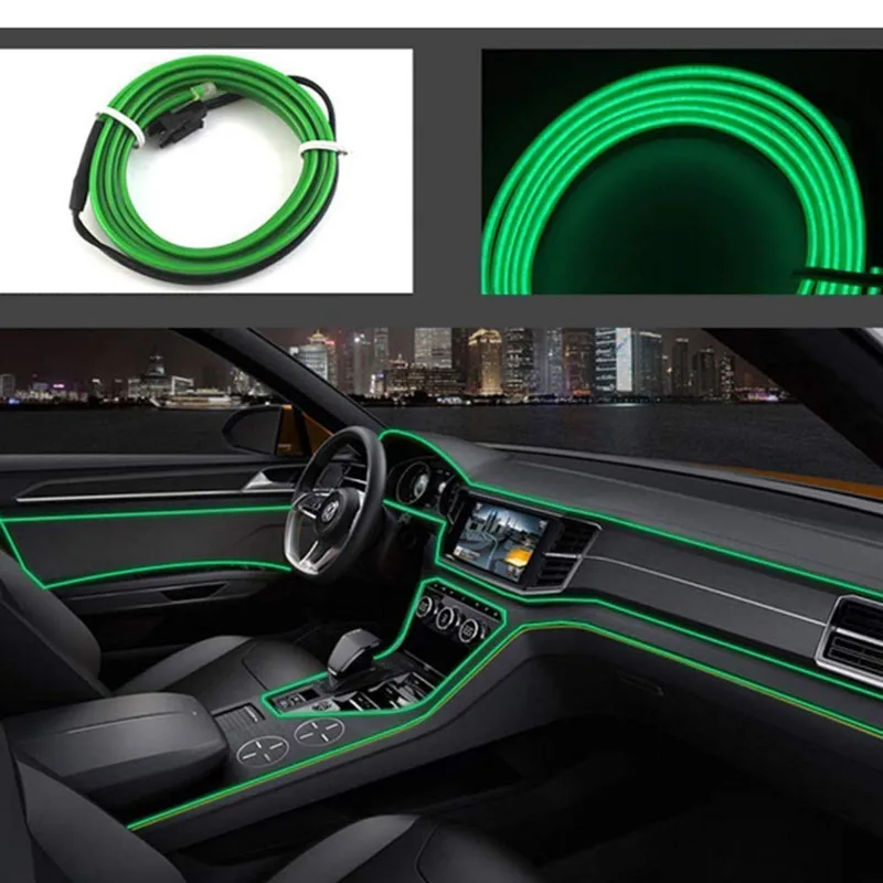 5m Car LED Strips Decoration Strip 12V Flexible Neon EL Wire Rope Indoor Universal Interior Light for Auto | Автомобили и