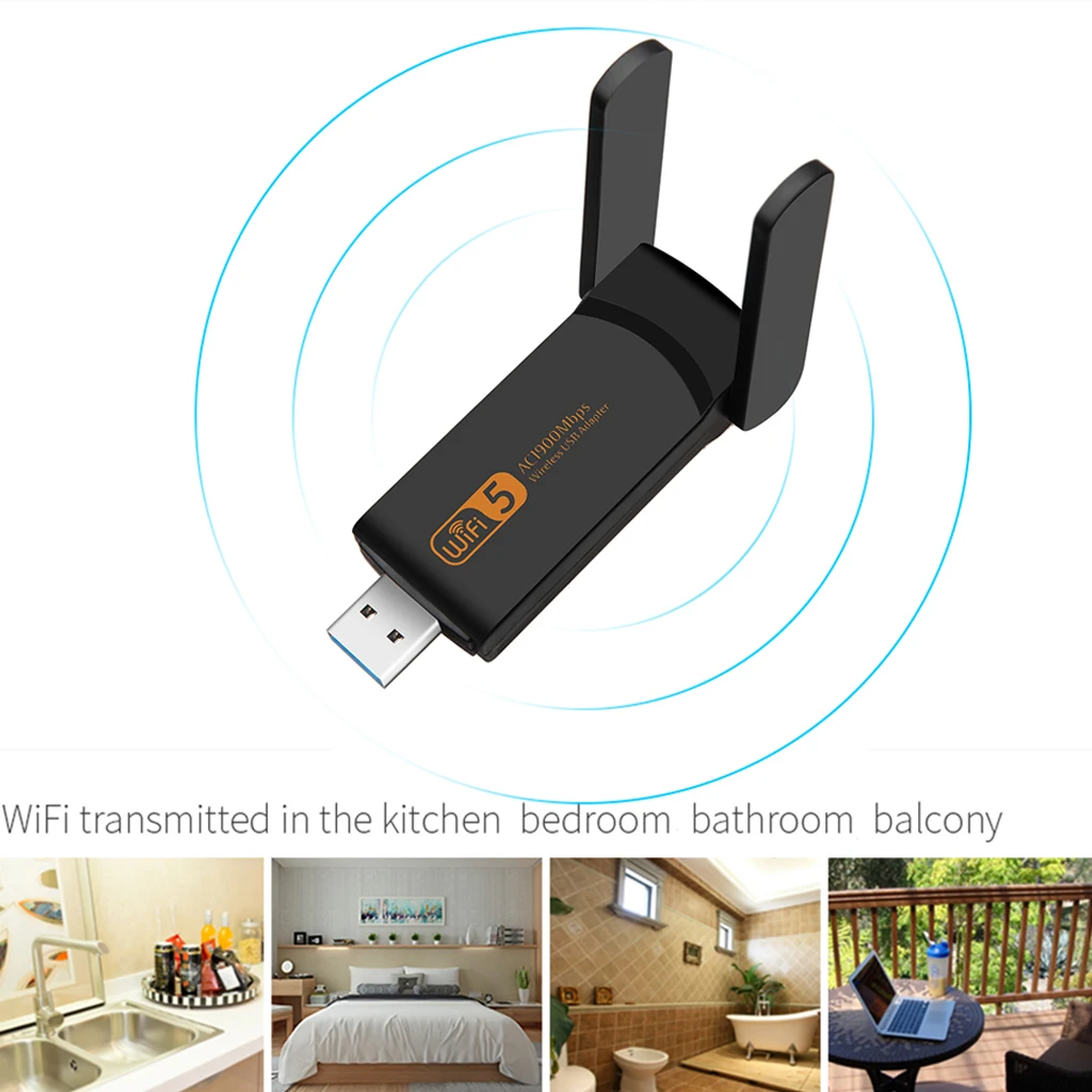 

USB WiFi Adapter 1900mbps Wireless Network Adapter WiFi Dongle for PC/Desktop/Laptop WiFi USB 3.0 Dual Band 2.4GHz/5GHz