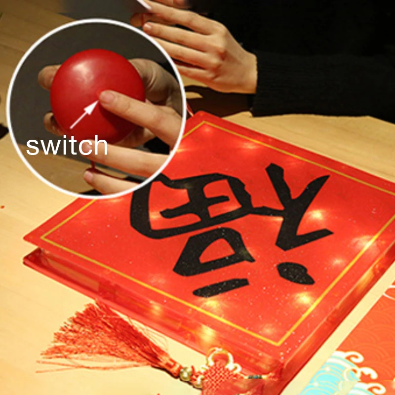 

Holiday Lighting LED Hanging Suction Lamp Battery Red Lantern Blessing Lamp New Year Festival Garland Window Decor For Home