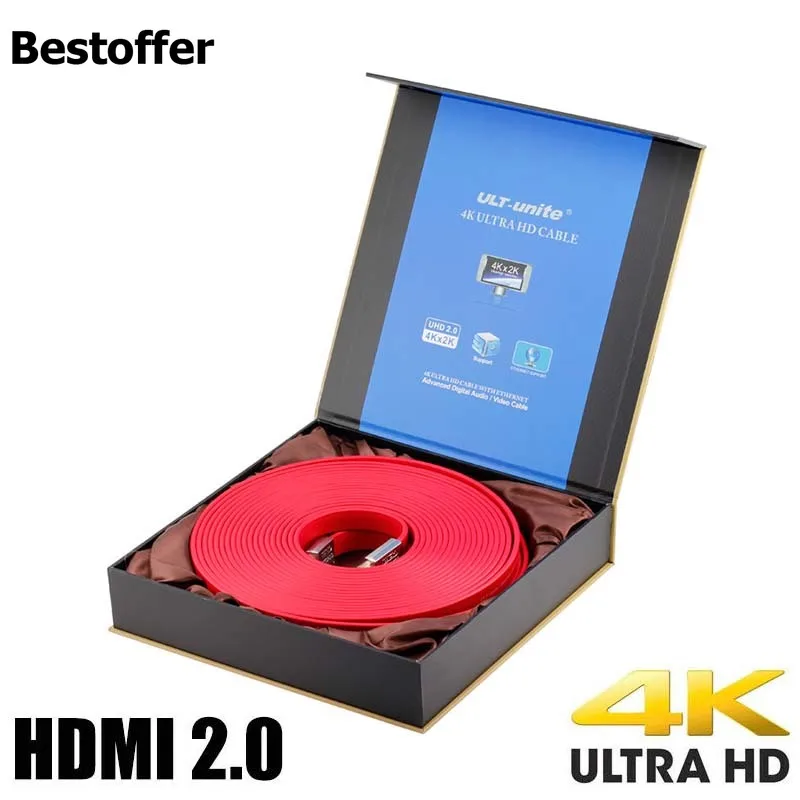 

15 м 20 м Высокое качество HDMI кабель Ведущий V2.0 4K * 2K 3D Высокоскоростной аудио линия 1080P Ethernet для HDTV DVD Розничная упаковка