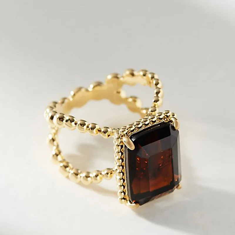 Обручальные кольца YOBEST Princess Cut 13 CT с красным цирконием золотого цвета свадебные