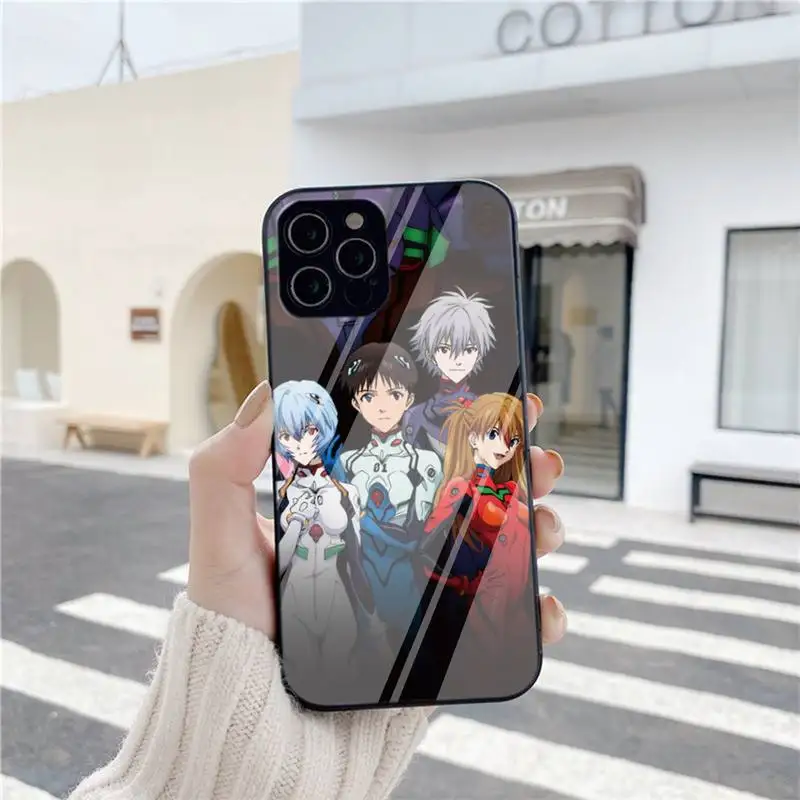 

Cute Genesis Evangelions Japan Anime Phone Case For Iphone 6 6s 7 8 Plus XR X XS XSmax 11 12 Pro Mini Max Tempered Glass