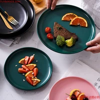 household ceramic tableware hotel western restaurant chinese dish net red round steak plate fruit salad dish