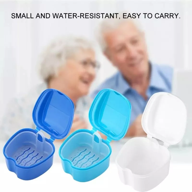 

Denture Bath Box Organizer Dental False Teeth Storage Box with Hanging Net Container Cleaning Teeth Cases Artificial Tooth Boxes