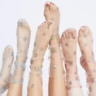 Модные блестящие тонкие сетчатые Чулочные изделия со звездами, носки знаменитостей, летние тюлевые прозрачные Ультра Новые цветные блестящие сетчатые