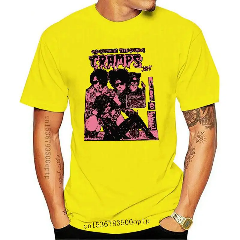

New THE CRAMPS UV PINK ON GREEN HORROR PUNK CBGB LADIES FRUIT OF THE LOOM T SHIRT
