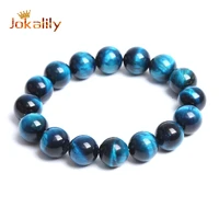 natural blue tiger eye stone beads bracelets yoga stone bracelets for men women elastic rope jewelry making needlework