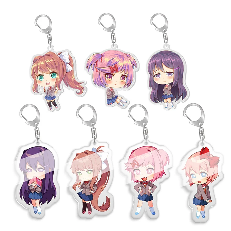 

Милый Аниме игра Doki Literature брелок с названием клуба Natsuki Sayori Yuri Monika акриловый брелок для ключей сумка подвеска брелок в подарок