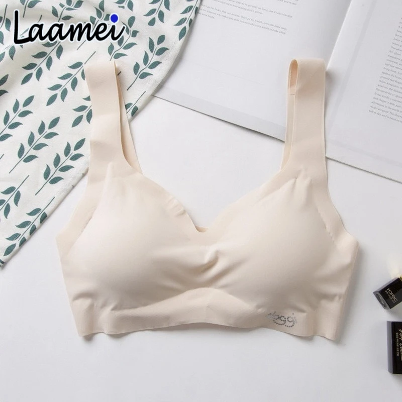 

Laamei Seamless Fitness Candy Women Underwear Cooling Gathers Summer Thin Padded Push Up Bra Female Intimate Bralette Lingerie
