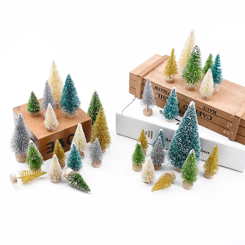 6 шт. зеленая Мини Рождественская елка сизаль шелк Cedar аксессуары для домашнего