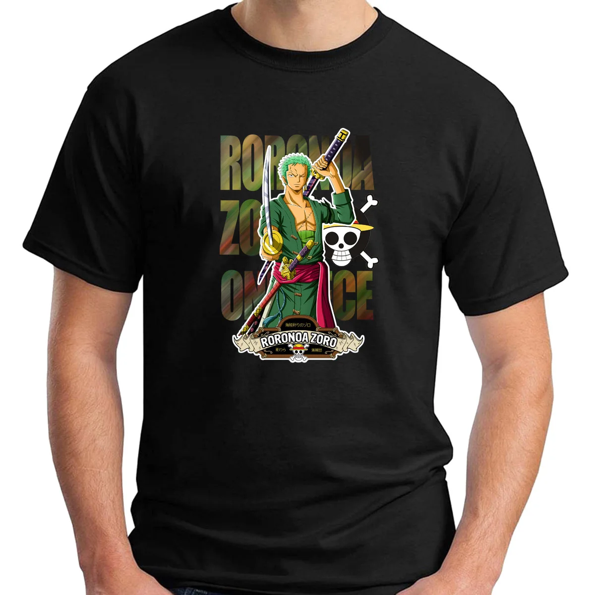 

Hot Japanese Anime One Piece Roronoa Zoro Art Print T-Shirts Fashion Short Sleeve O-neck Natural Cotton Tees Shirts for Fans
