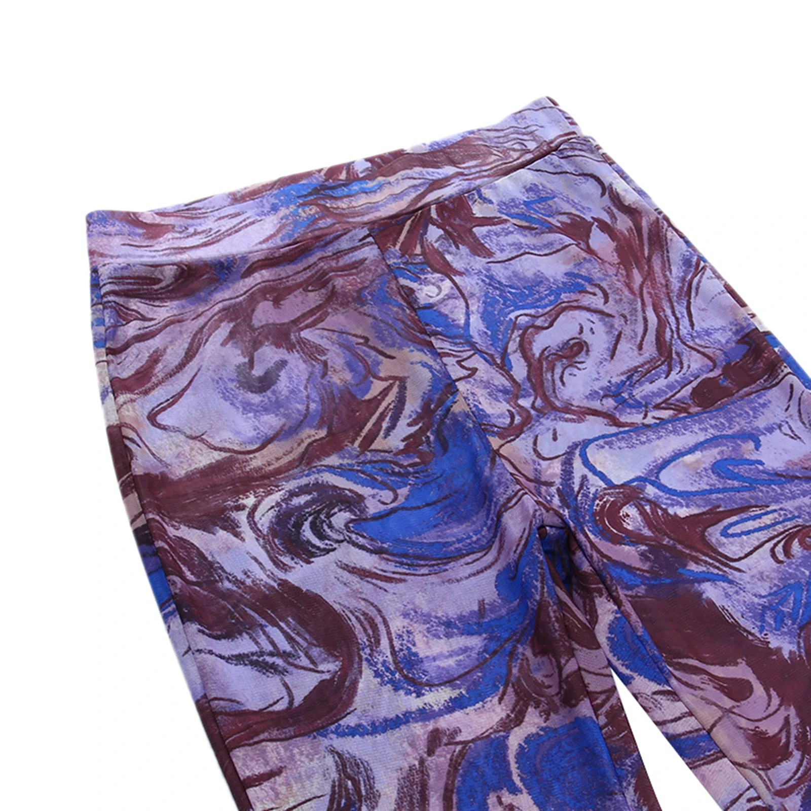 

Ladies Casual Fashion High-Waist Pencil Pants Personalized Marble Pattern Tight-Fitting Slit Tight-Fitting High-Waist Trousers