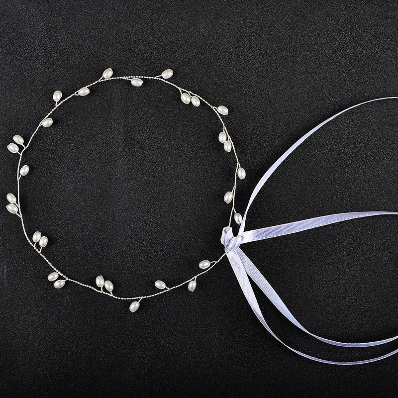 

Женская длинная повязка на голову, серебряного цвета, с жемчугом