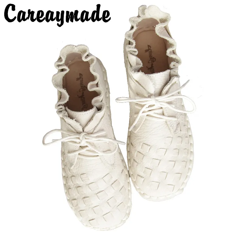 Купи Careaymade-New style Head layer cowhide pure handmade weave shoes, the retro art mori girl shoes, lady Casual shoes, Any color за 2,314 рублей в магазине AliExpress