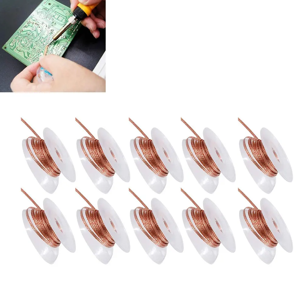 

10PCS Solder Wicks Desoldering Braided Solder Remover Wicks 1.5mm 1.5m Long Solder Remover Wick Wire Tool