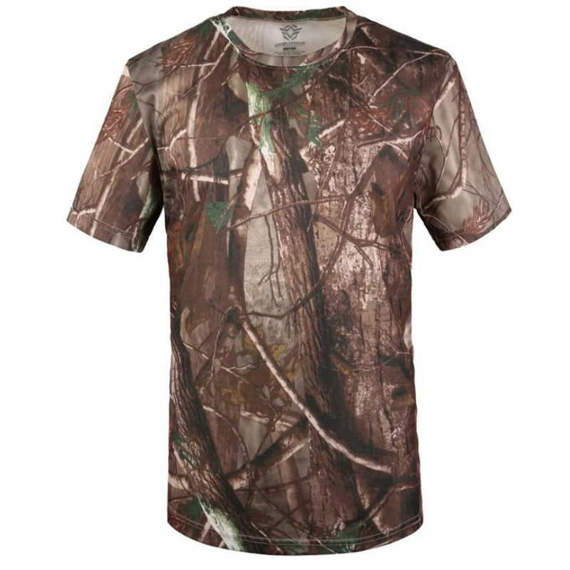 Outdoor Hunting Camouflage T-shirt Men Breathable Army Tactical Combat T Shirt Quick Dry Sport Camo Camping Trekking Tees Tops | Спорт и