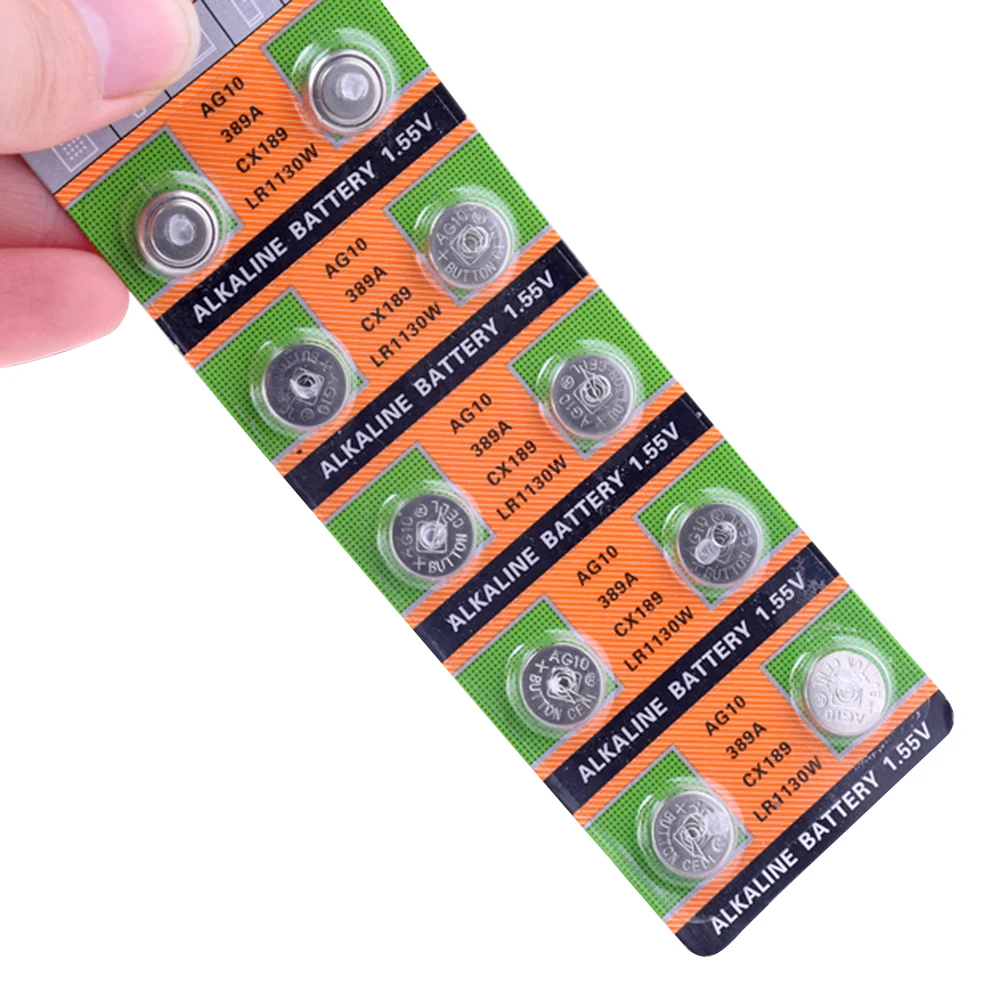 

YCDC 10pcs/pack AG10 LR1130 SR1130 Button Batteries 189 LR54 Cell Coin Alkaline Battery 1.55V SR54 389 189 For Watch Toys Remote