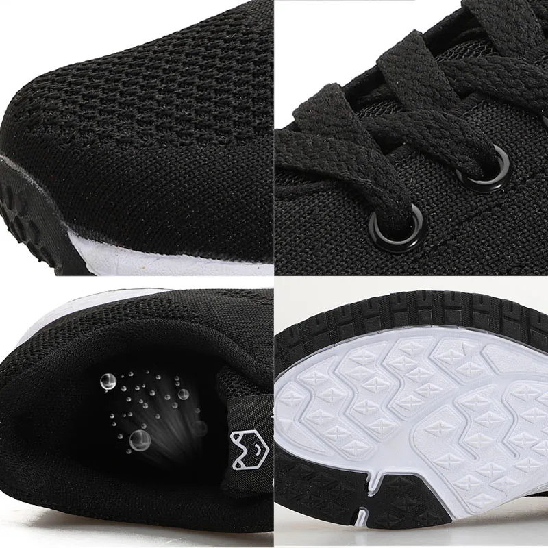 Новые женские повседневные сетчатые туфли Модные дышащие легкие черные