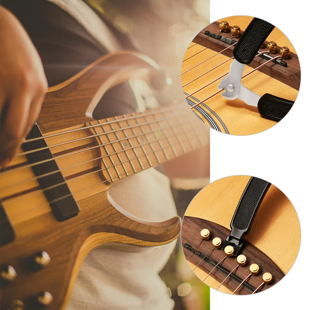 

2PCS String Cut Pliers Acoustic Guitar Guitar String Cutter Roller 3 in 1 String-changing Tool (Black)