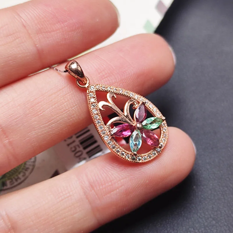 

925 Sterling Silver Tourmaline Pendants fashion gift for women jewelry necklaces pendants fine jewelry APN2145