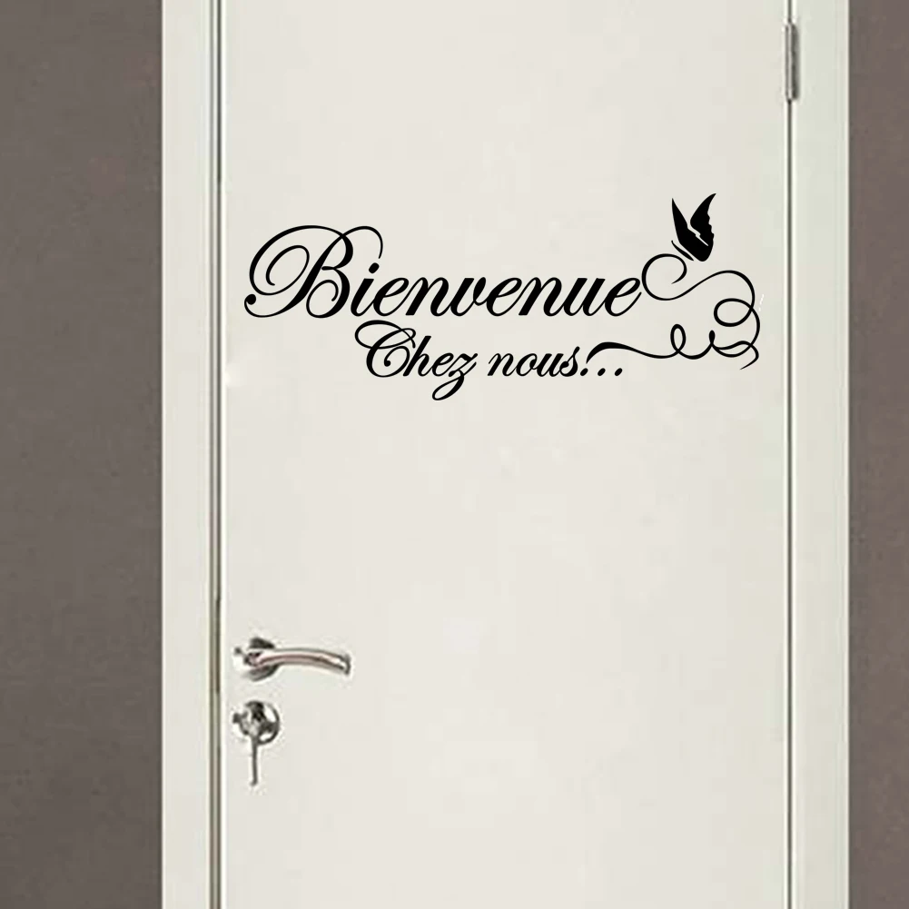 

French Quote "welcome" with Butterfly Vinyl Wall Sticker Decal Mural Wall Art Wallpaper Living Room Home Decoration Poster