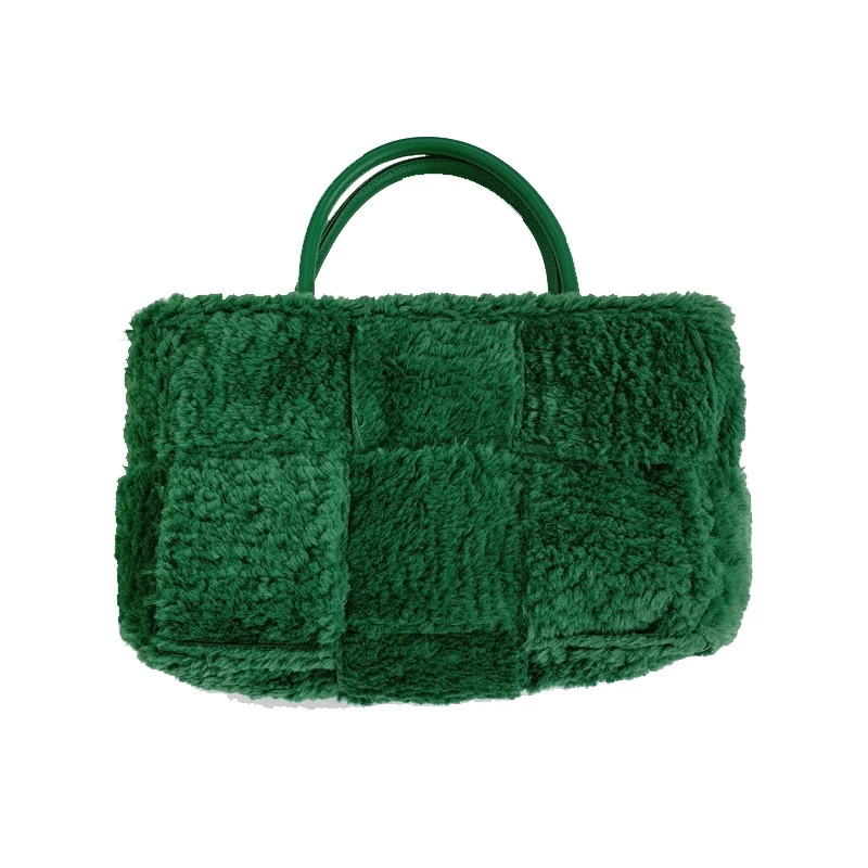 

Lambswool Woven Handbag Designer Brand Shoulder Bags with Short Handles Women's Bag Famous Brands Winter Furry Shoulder Bag