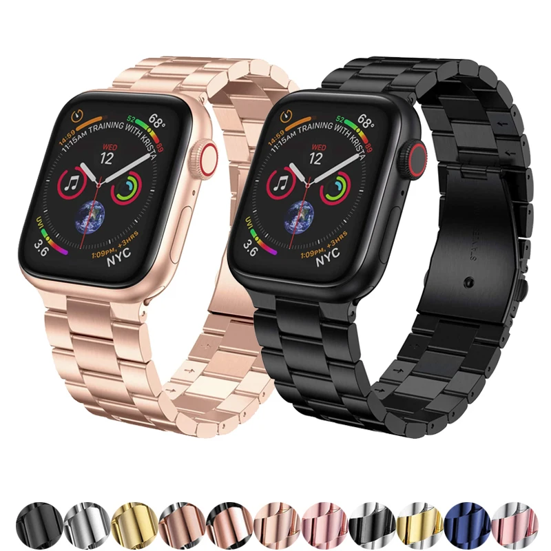 Браслет звеньевой для apple watch band 42 мм 38 44 40 металлический браслет из нержавеющей