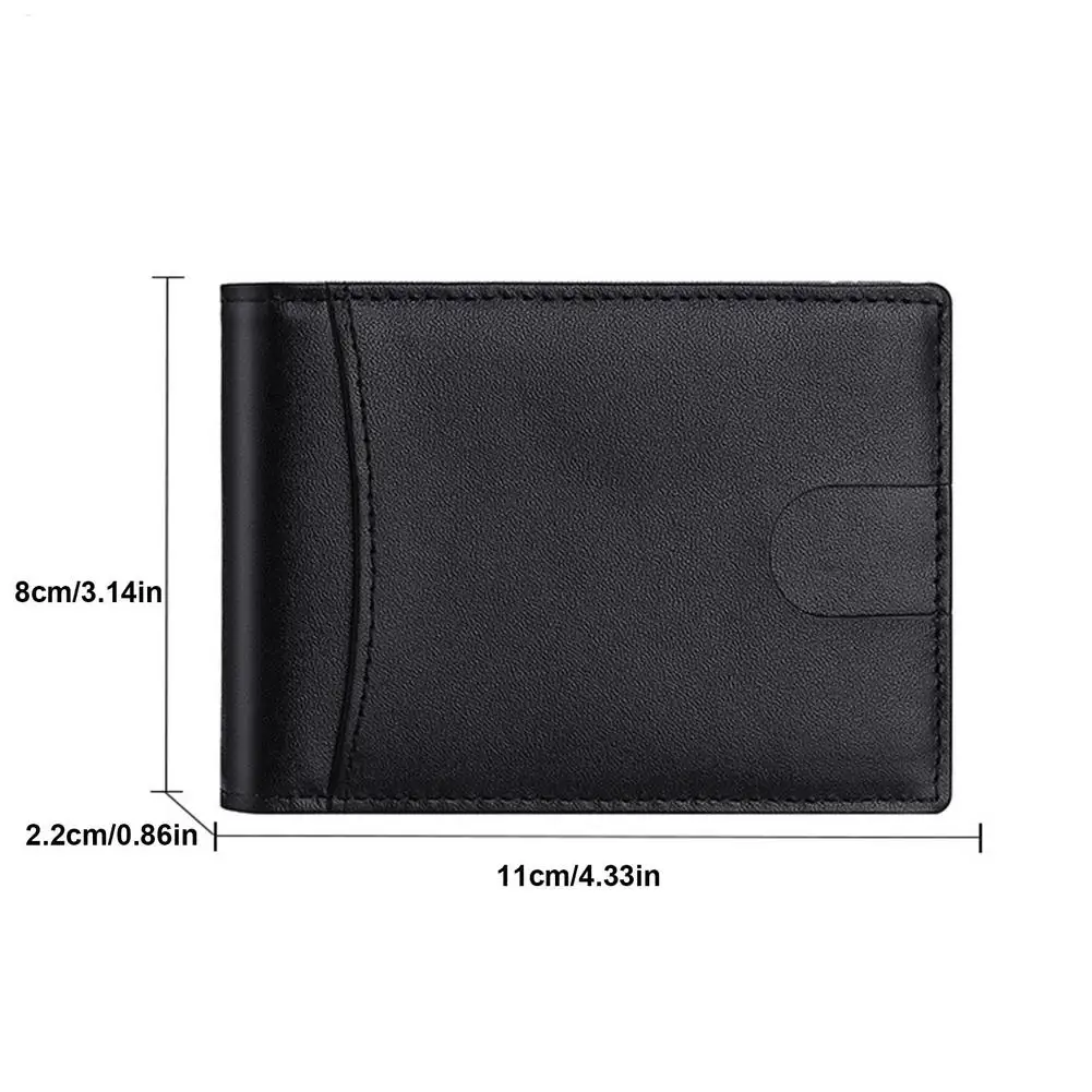 

Men's Wallet Leather RFID Blocking Bifold Short Slim Wallet With Clip Fashion Contrast Metal Buckle Larger Capacity Short Wallet
