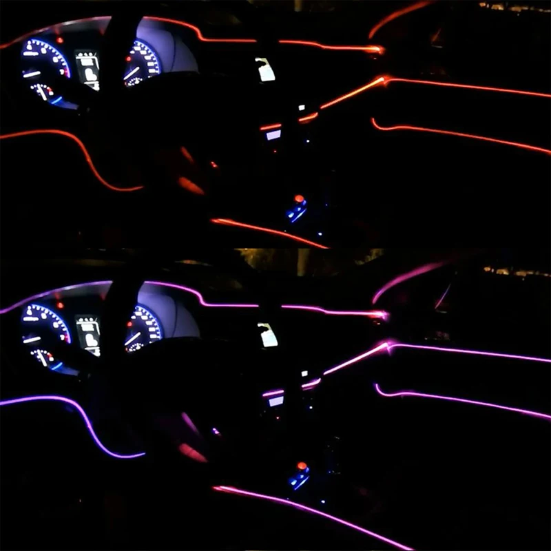 

Неоновая Светодиодная лента для салона автомобиля, 3 м, 8 цветов