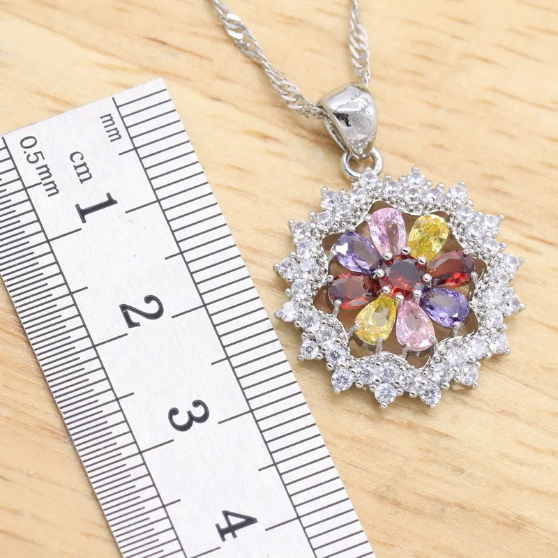 Серебряный Цвет Ювелирные наборы для женщин Мульти полудрагоценные Ожерелье