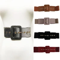 fashion women elastic belts velvet designer luxury brand pin buckle waist strap dress coat sweater decorative waistband