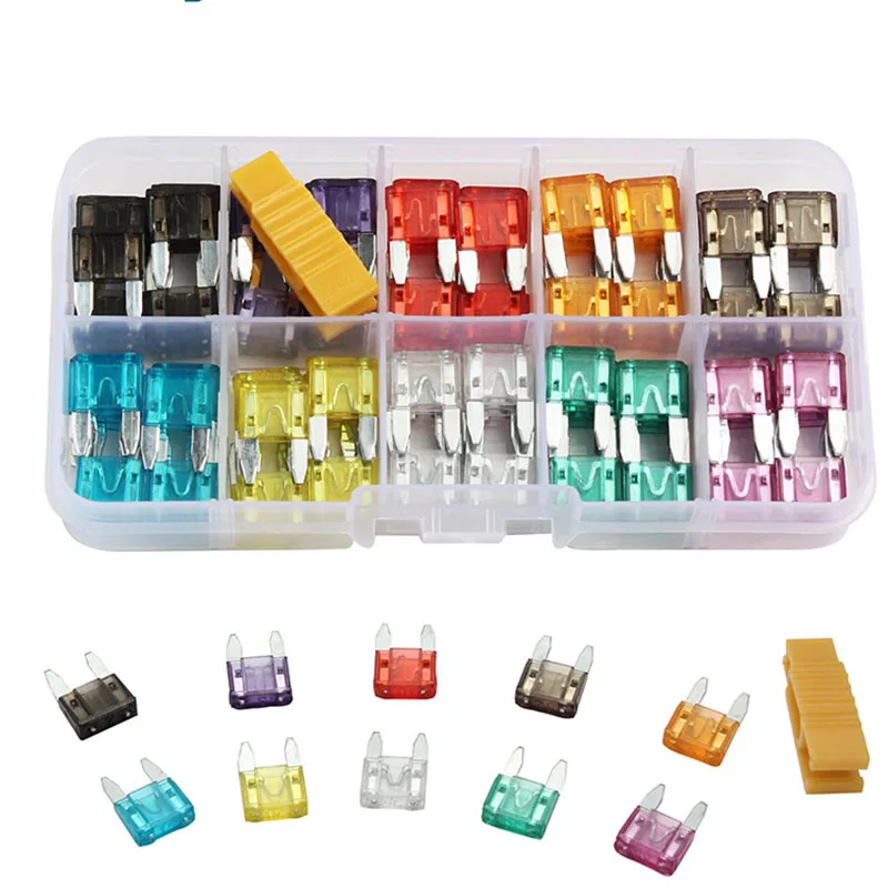 

120Pcs Profile Small Size Blade Car Fuse Assortment Set for Auto Car Truck 2/3/5/7.5/10/15/20/25/30/35A Fuse with Plastic Box
