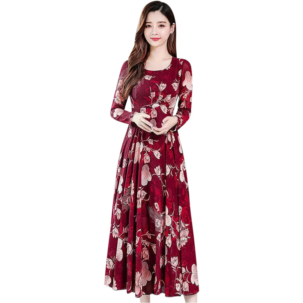 Женское платье с цветочным рисунком v образным вырезом рукавом три четверти
