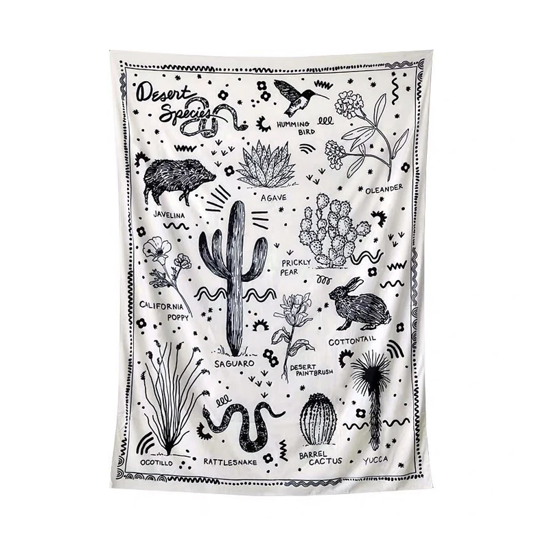 Богемный трехцветный гобелен настенный Psychedelic эстетический белый большой для