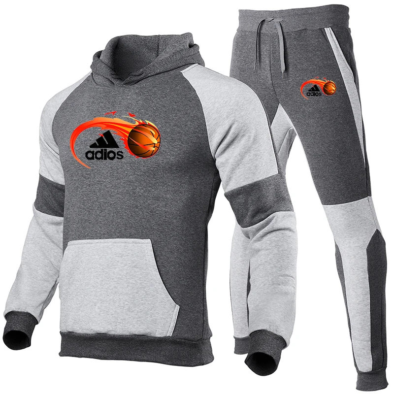 

NEW Winter Mens Sportswear casual Sets Men's Casual Tracksuit Men 2 Piece Set Polyester Sweatshirt Sweatpants Sportswear Running