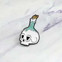 creative skull candle brooch cartoon green blue skull hell fire candle flame burning badge clothes lapel friend jewelry