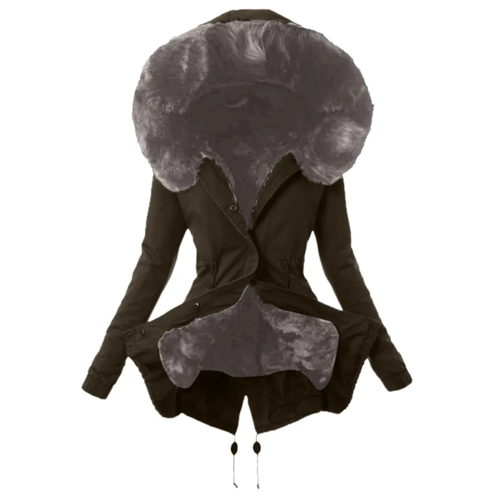 Женское пальто с меховой подкладкой женская зимняя теплая Толстая длинная