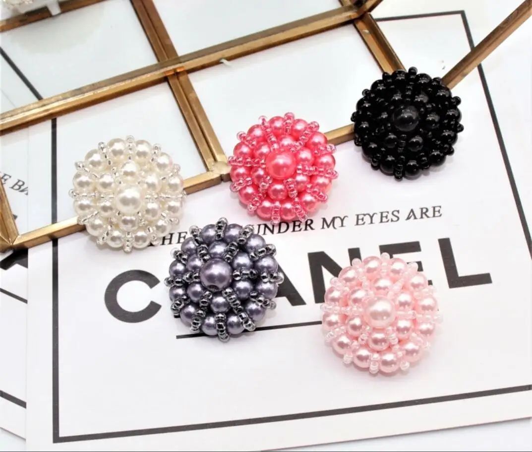 

1 piece Sewing accessories Handmade beaded buckle pearl bead button coat velvet high-end clothing decoration buckle