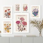 Винтажные Цветочные листья, Бабочка, пчела, иллюстрации, плакаты и принты, настенная живопись на холсте, настенные картины для декора гостиной