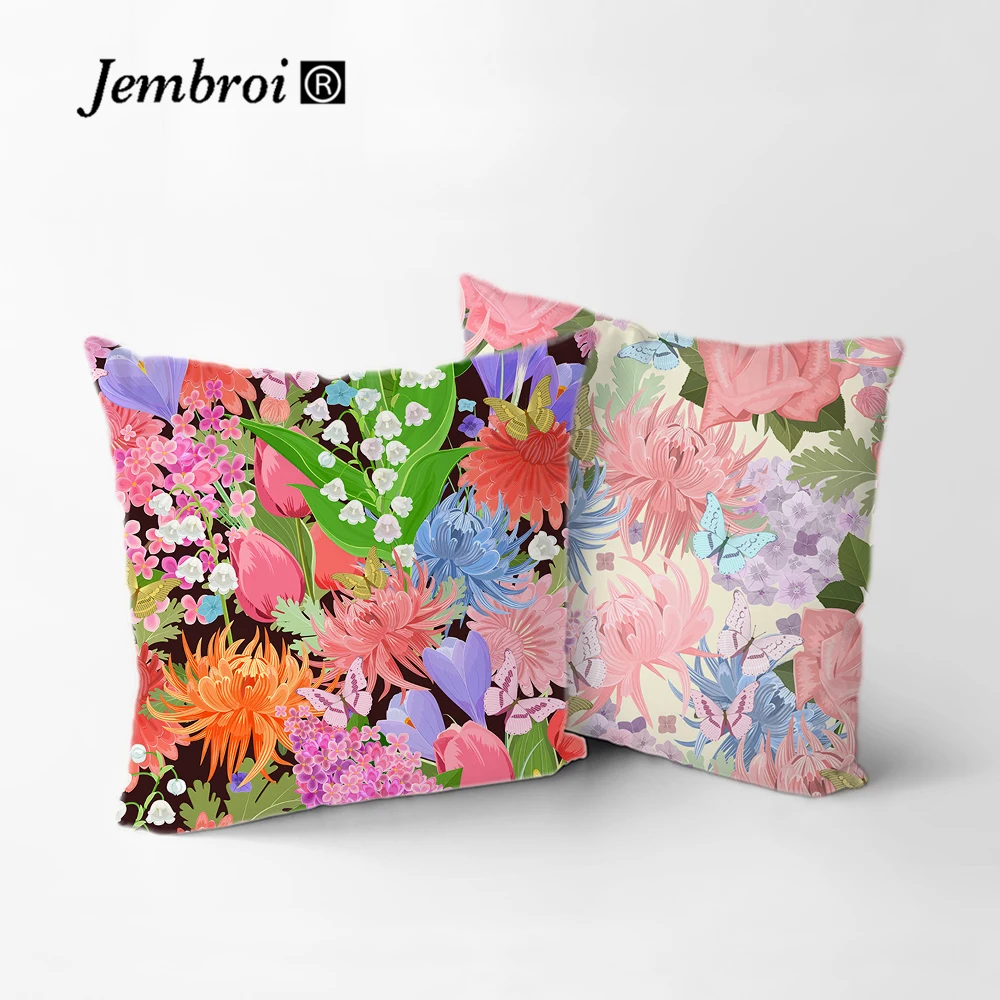 

Double-sided Printing Polyester Custom Cushion Cover Yellow Flower Plant European Throw Decoration Pillows Case Vintage for Sofa